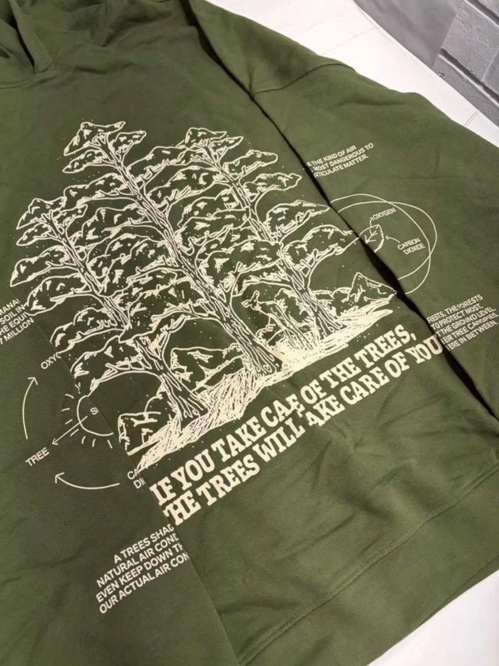 CHNGE Unisex Trees Are The Root Oversized Cuffed Long Sleeve Hoodie, Green, med - Picture 16 of 16